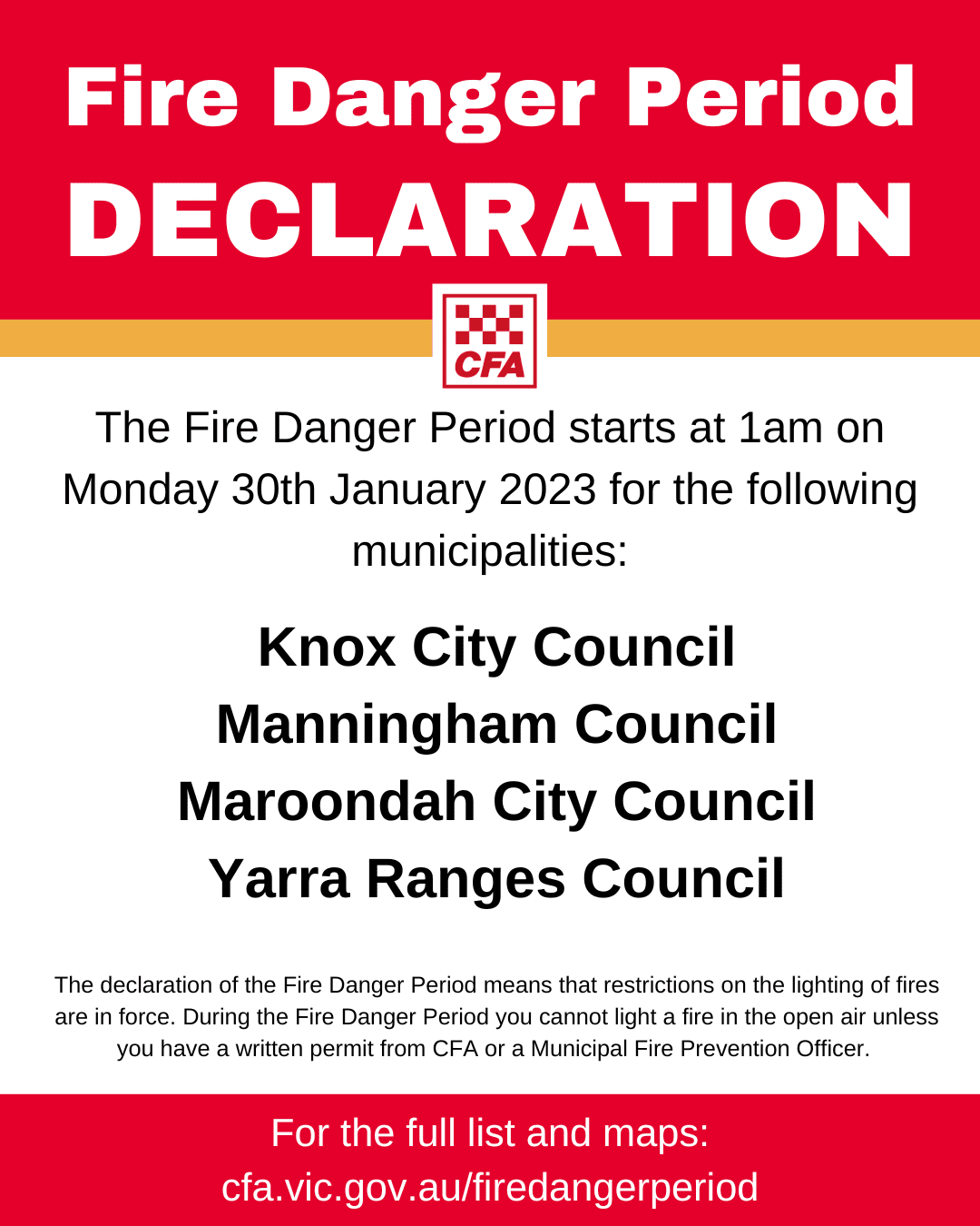 2023 Fire Danger Period - D13 All Municipalities