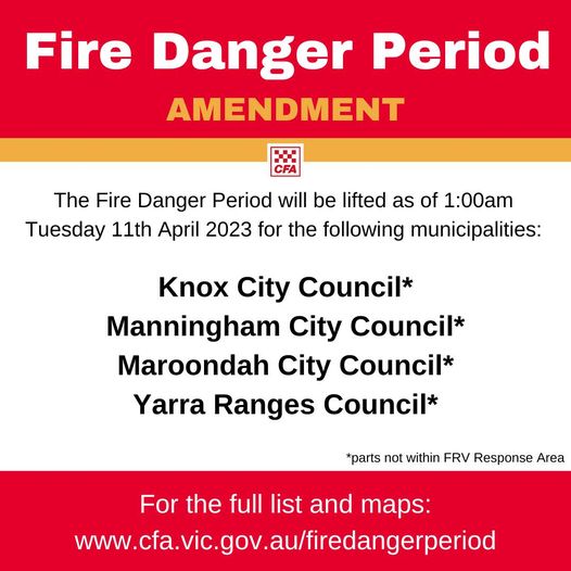 Fire Danger Period 2023 Ended