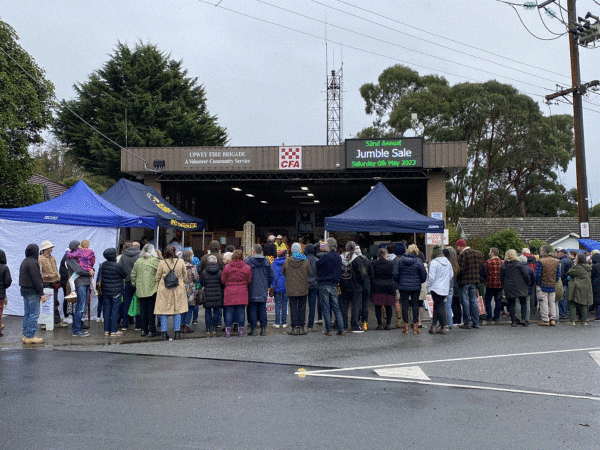 Upwey CFA Jumble Sale 2023 Pre-open Crowd