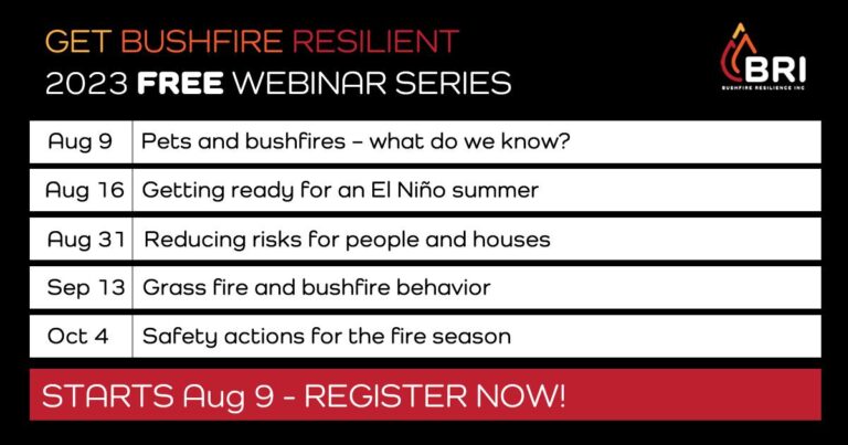 Bushfire Resilience Webinars 2023 dates