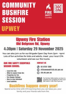 Bushfire Community Meeting Upwey CFA 2025