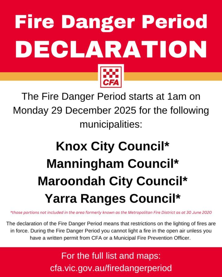 Fire Danger Period Yarra Ranges 2025 - 2026