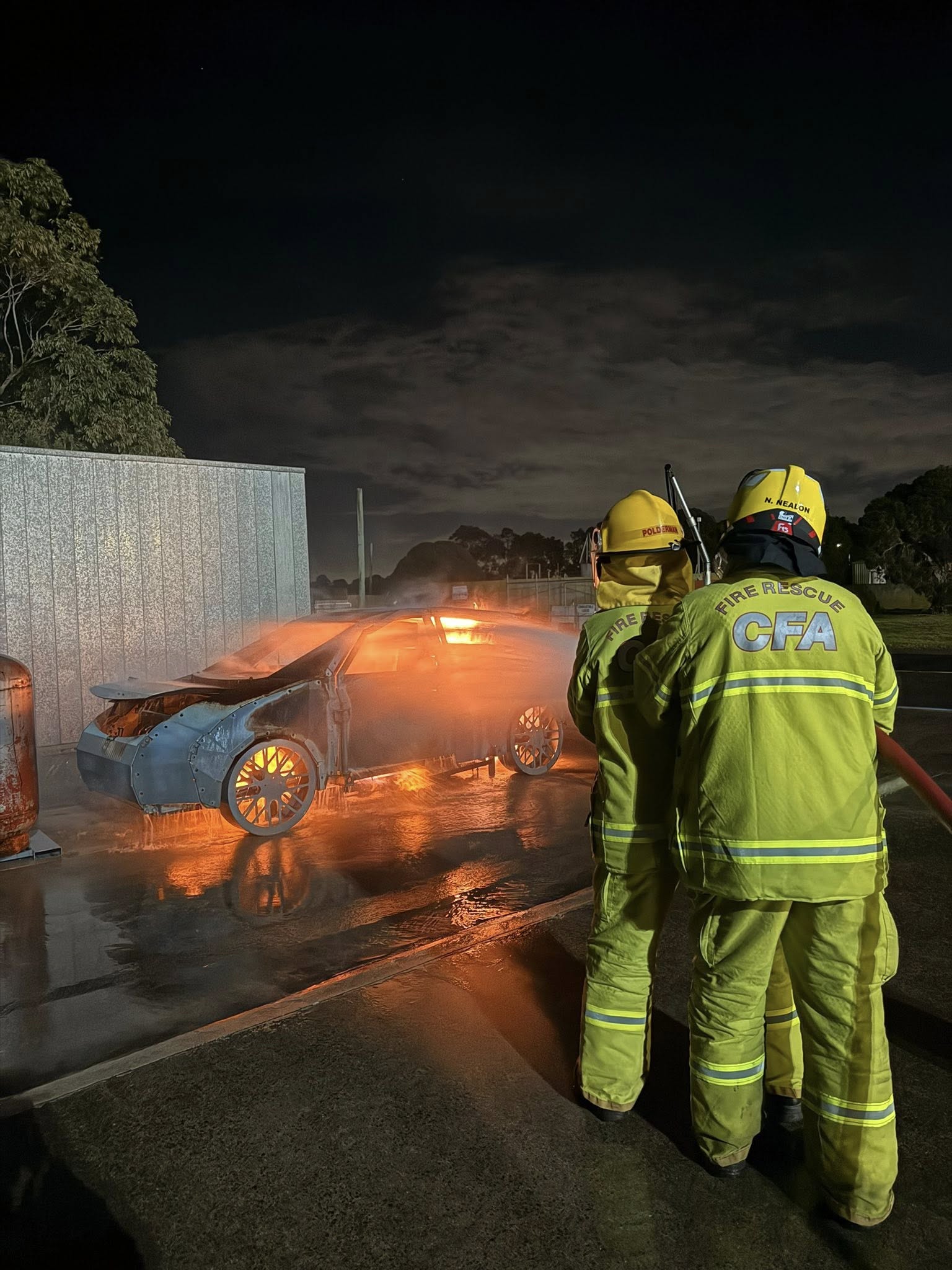 Car fire attack training